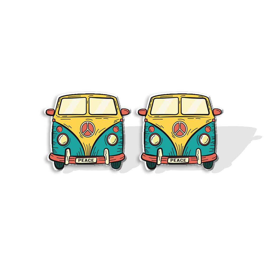 Wholesale Sunflower School Bus Heat Shrink Sheet Acrylic Earrings